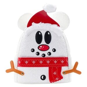 Loungefly Disney Mickey Mouse‎ Sequin Snowman Mini Backpack Exclusive
